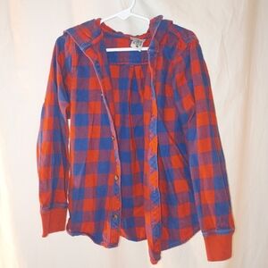 Hanna Andersson Kids Checkered Button-Down Shirt - Red and Blue